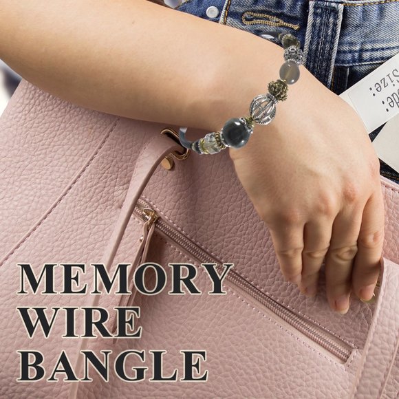 Memory Wire Wrap Bangle Bracelet Gray Marbled Handmade - Picture 6 of 6